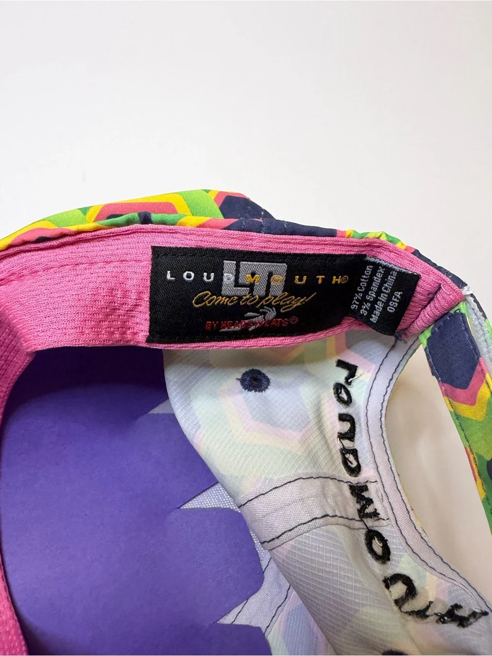 Loudmouth Golf Retro Geometric Print Hat Green Gold Logo OSFA